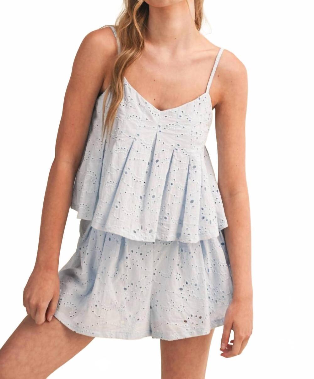NEW KLESIS eyelet pleated skort set in baby blue